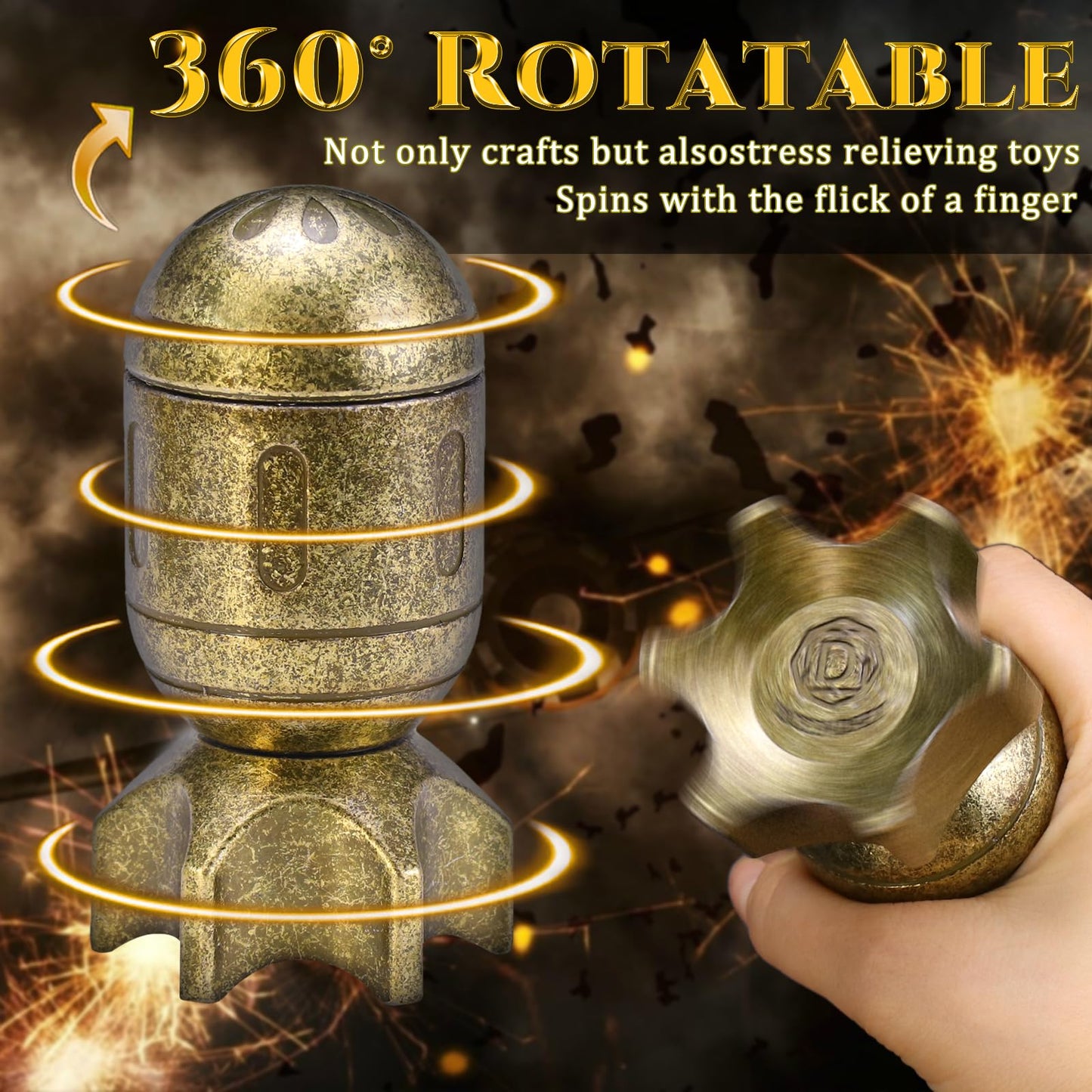 ZHOORQI DND Metal Dice Set with Spinning Missile Dice Container, Bullet Dice Cyberpunk Polyhedral Dice for Warhammer 40K, RPG, D&D Gifts（Retro Bronze）