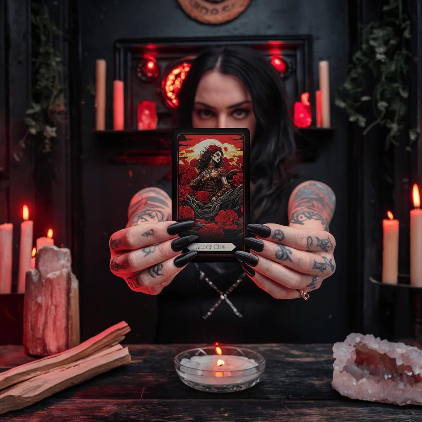 Earth Moon Magick - Tarot of The Shadow Realm - 78 + 2 Extra Cards, Guidebook with Keywords, Tarot Oracle Cards Set, Ideal for Shadow Work, Perfect for Beginners & Advanced Readers