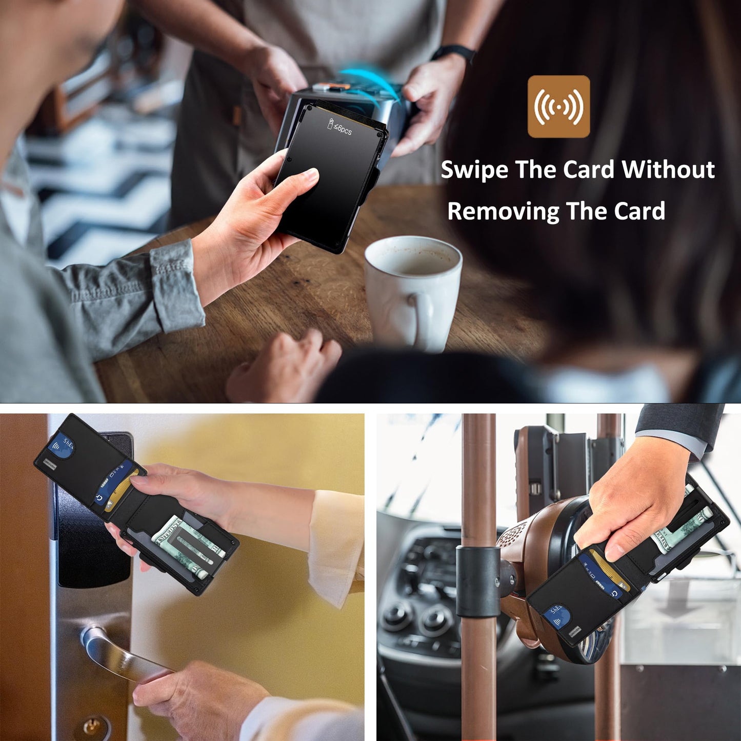 umoven Wallet for Men - with Money Clip Slim Leather Slots Credit Card Holder RFID Blocking Bifold Minimalist Wallet