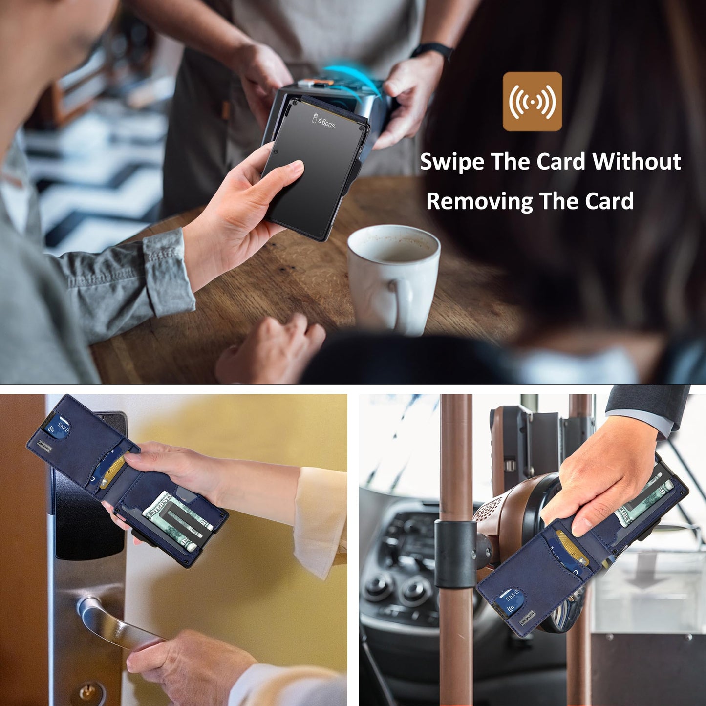 umoven Wallet for Men - with Money Clip Slim Leather Slots Credit Card Holder RFID Blocking Bifold Minimalist Wallet