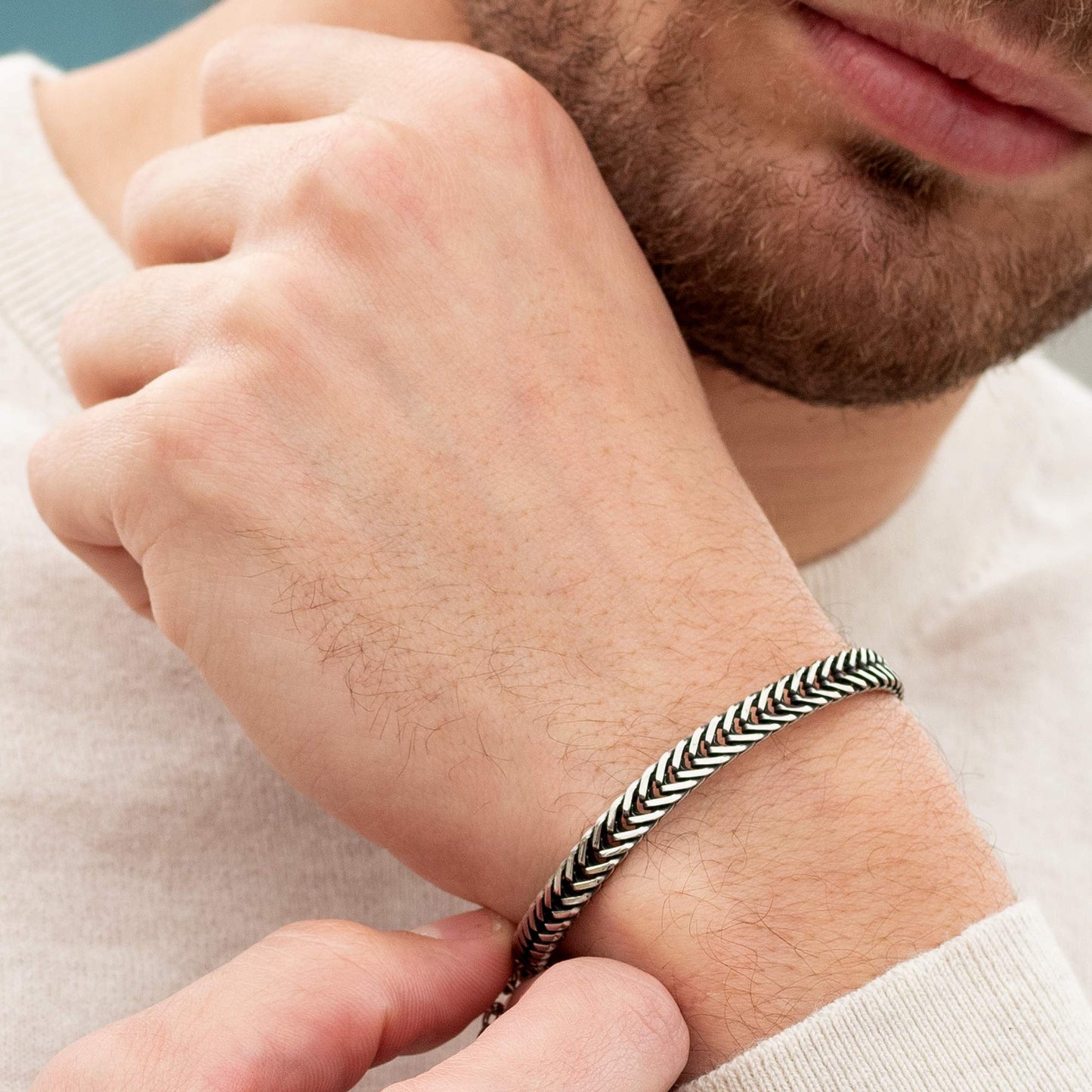 Galis Chain Bracelets For Men 7.5" - Premium Stainless Steel Mens Bracelet, Silver Plated Non Tarnish Bracelet - Snake Chain Everyday Men's Bracelets, Gifts For Him, For The Dad Dedication Card