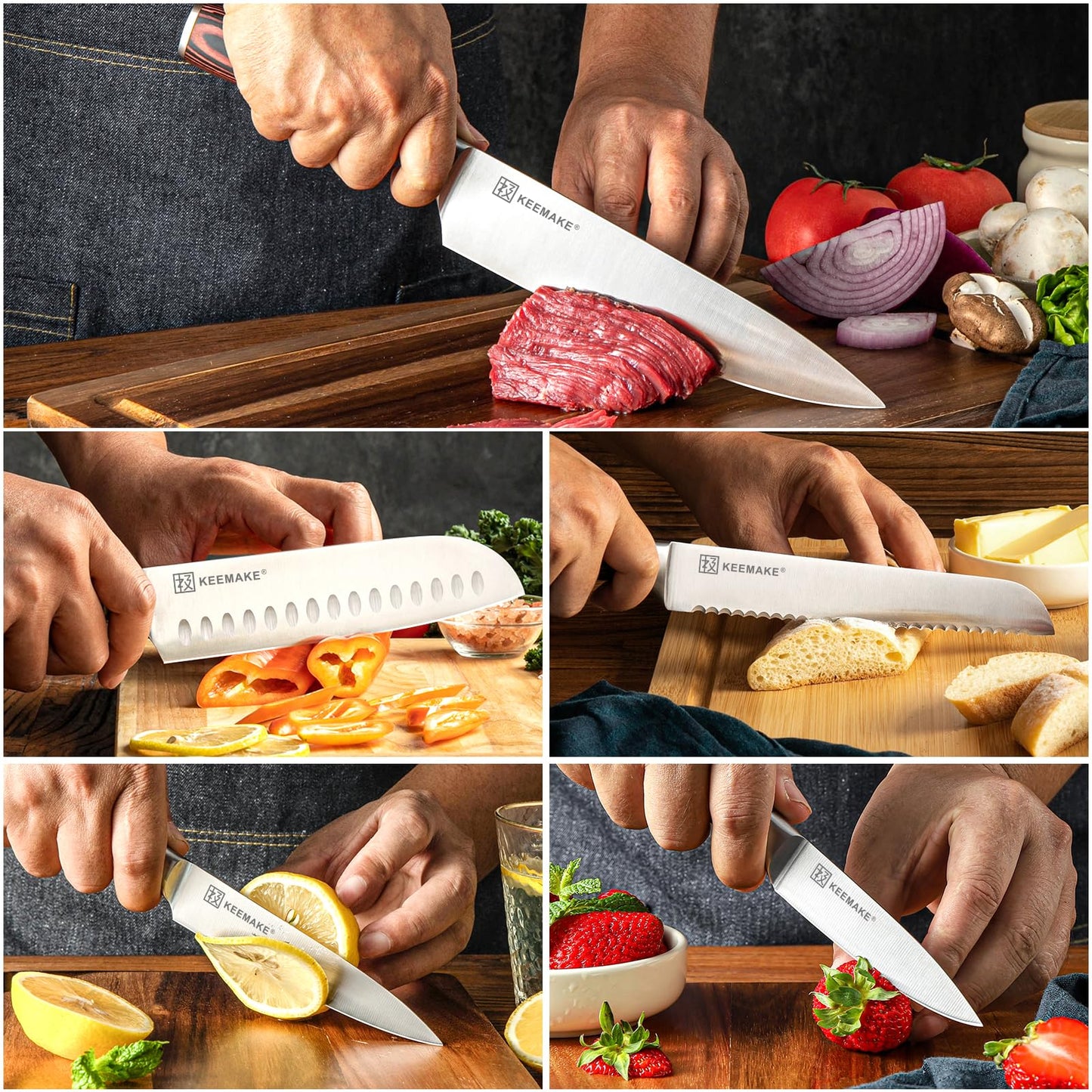 KEEMAKE Knife Set Kitchen Knives - 1.4116 High Carbon Stainless Steel Professional Chef Knife Set of 3 - Razor Sharp Japanese Cooking Knife