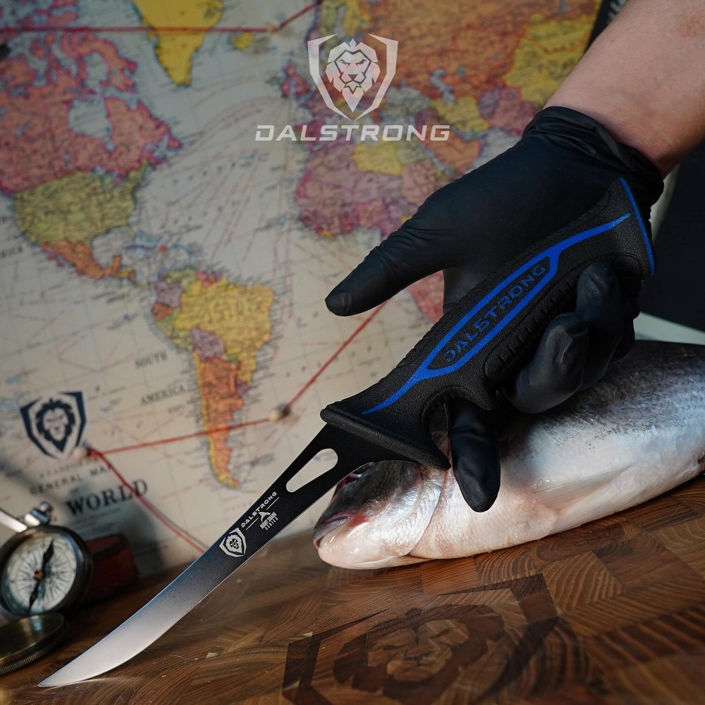 Dalstrong Slicing Knife - 12 inch - Night Shark Series - 7CR17MOV High Carbon Steel - Titanium Coated Blade - Outdoor & Fishing - Polypropylene Handle - Carving Knife - Nylon Sheath - NSF Certified