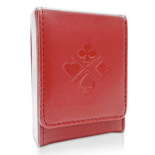 Luck Lab Single Deck Leather Playing Card Case/Holder - Fits Poker and Bridge size cards (Wine Red)