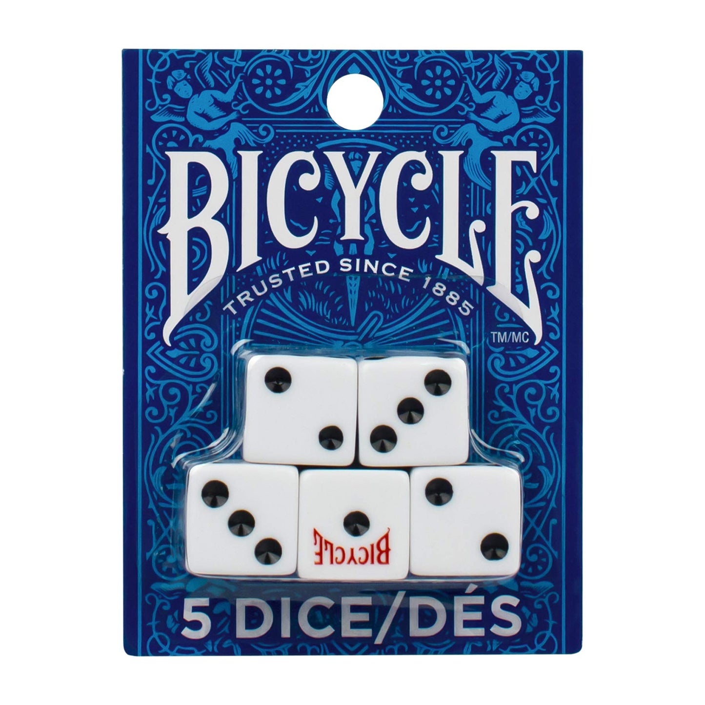 Bicycle Dice Set, Six Sided Dice, D6 Dice, Playing Dice, Standard Game Dice, 10 Count, White, 16 mm