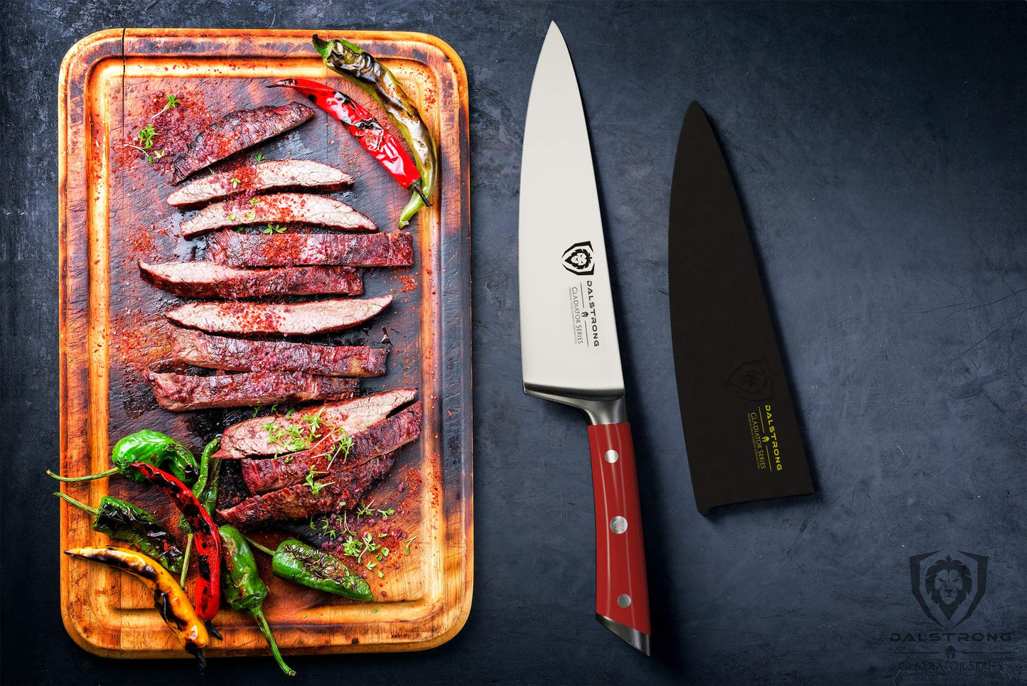 DALSTRONG Chef Knife - 8 inch Blade - Gladiator Series ELITE - Forged HC German Steel Chef's Knife - Razor Sharp Kitchen Knife - Professional Full Tang Knife - Black G10 Handle - Sheath -NSF Certified