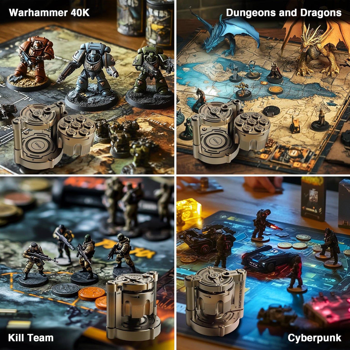Metal Dice Set for DND with Spinning Revolver Cylinder Container, Polyhedral Bullet Dice Set of 7, Cyberpunk Style Dice for D&D, Warhammer 40K, Sci-Fi, War, or Crime Theme Tabletop Games