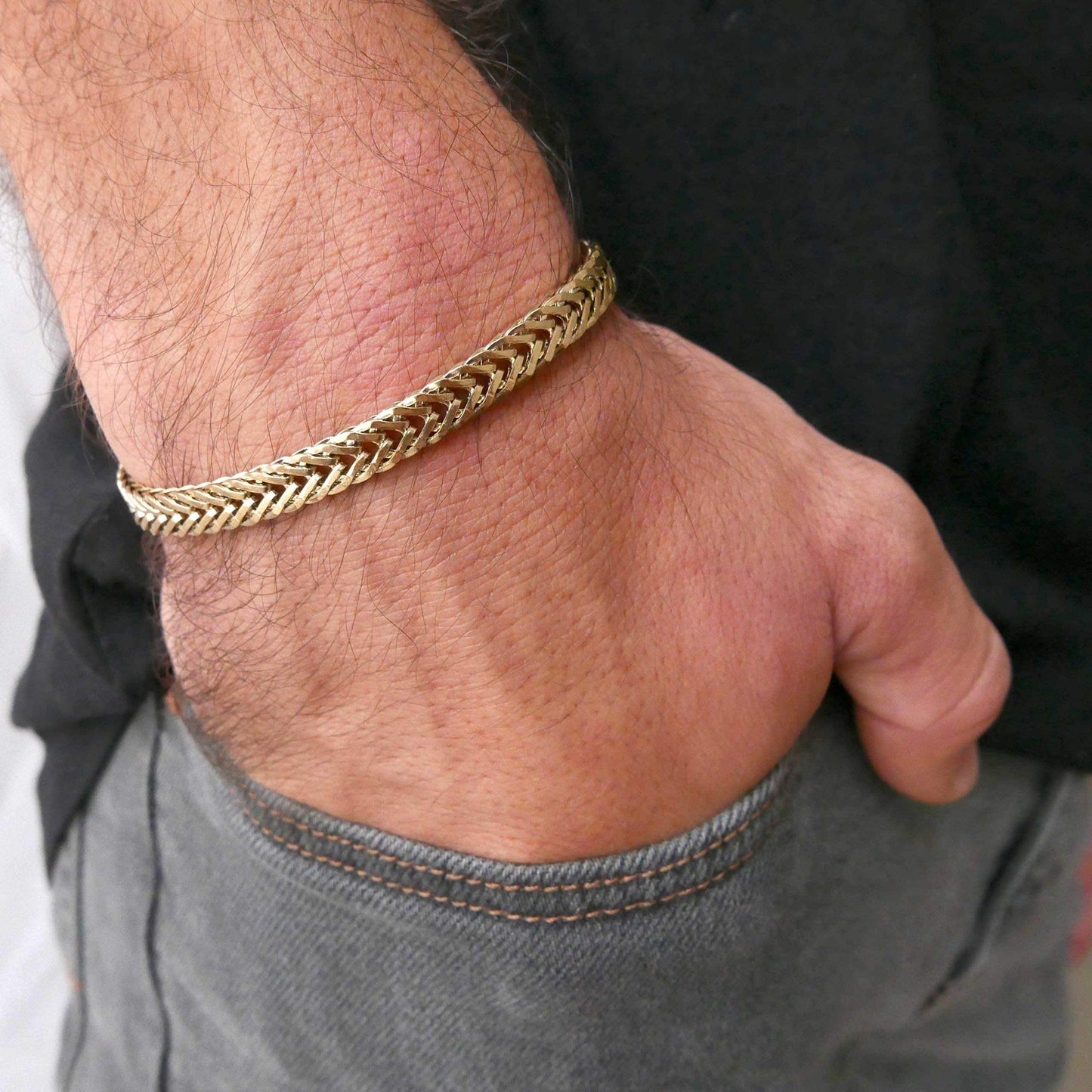 Galis Chain Bracelets For Men 7.5" - Premium Stainless Steel Mens Bracelet, Silver Plated Non Tarnish Bracelet - Snake Chain Everyday Men's Bracelets, Gifts For Him, For The Dad Dedication Card