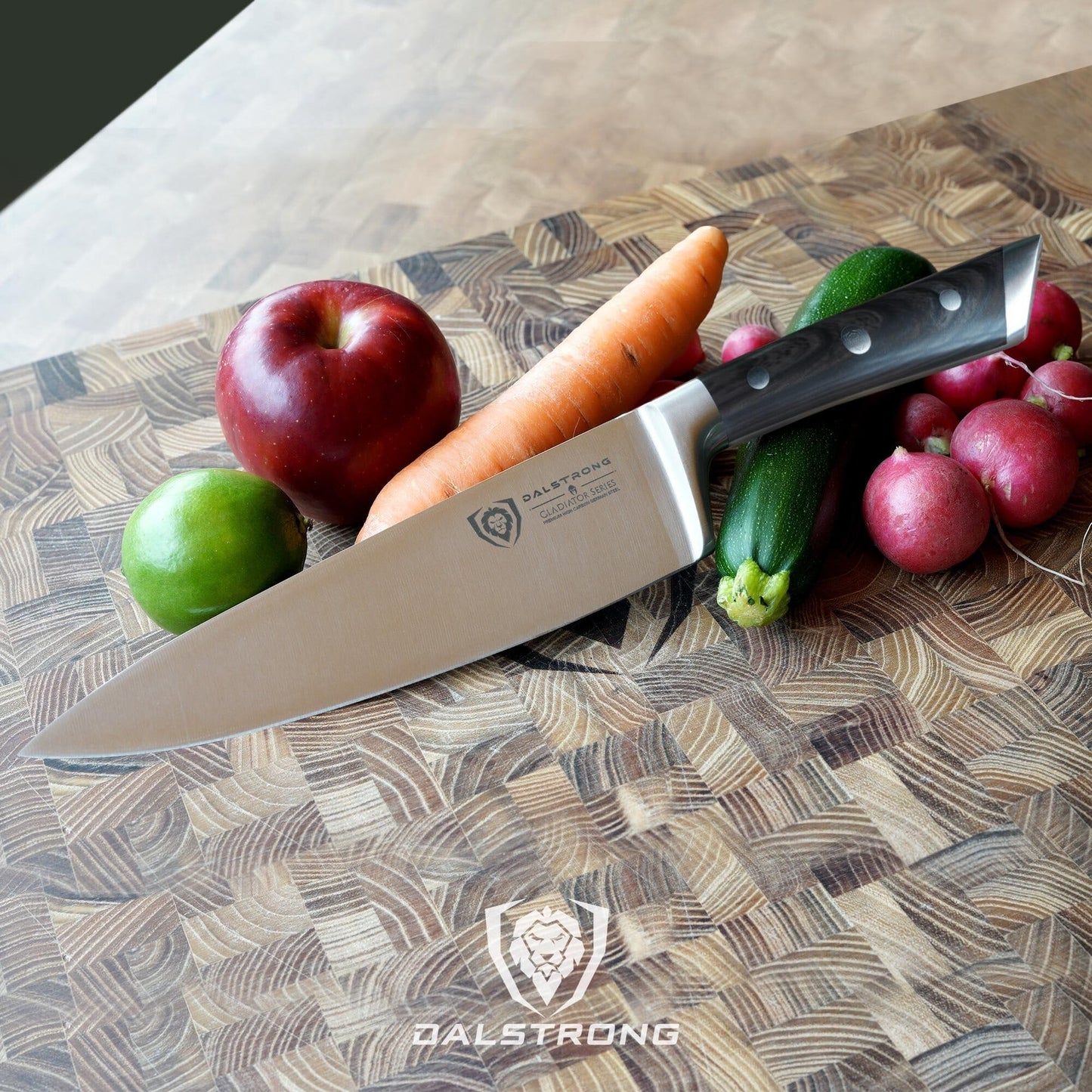 DALSTRONG Chef Knife - 8 inch Blade - Gladiator Series ELITE - Forged HC German Steel Chef's Knife - Razor Sharp Kitchen Knife - Professional Full Tang Knife - Black G10 Handle - Sheath -NSF Certified